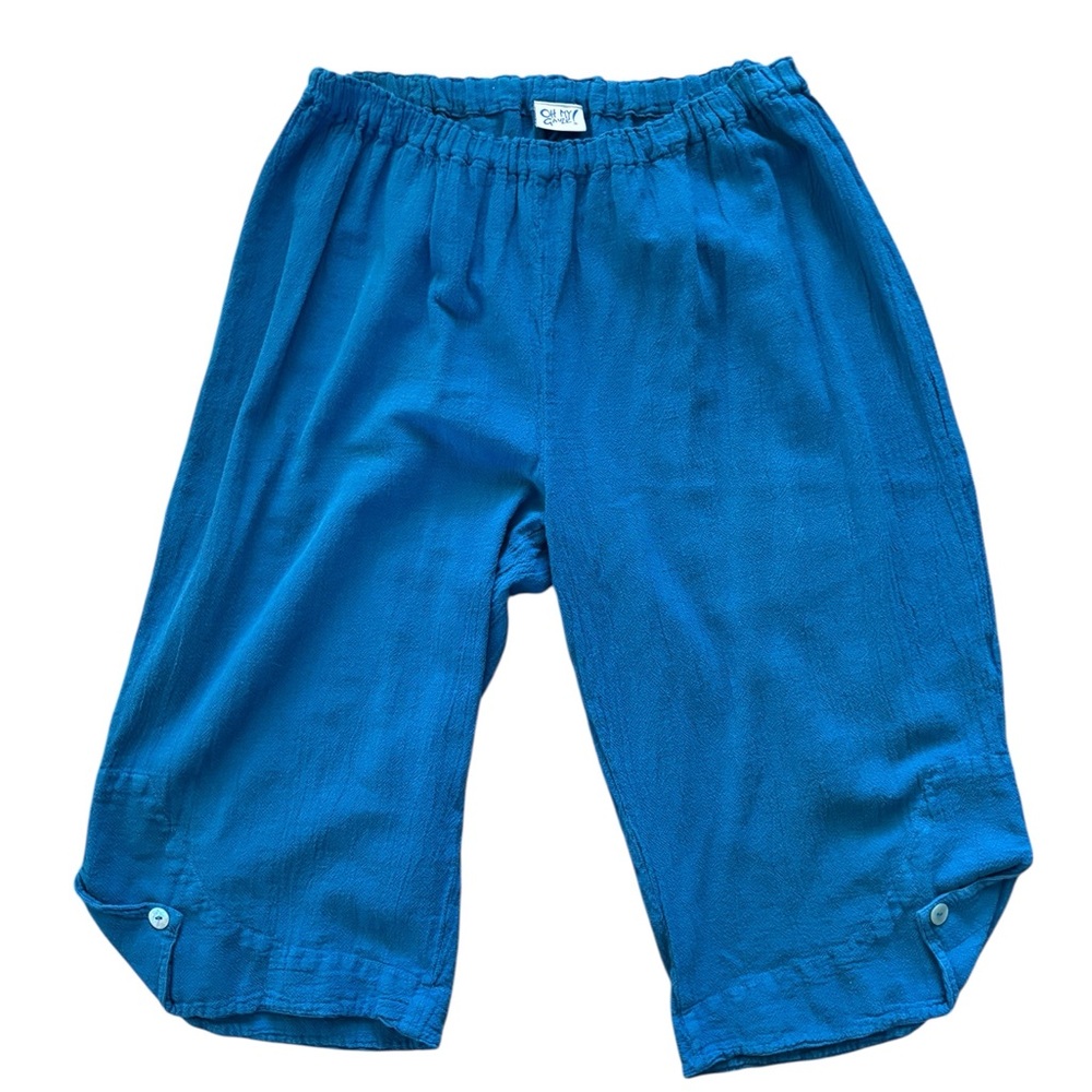Oh My Gauze! Beth Cotton Gauze Crop Pant 2/L/XL Royal Blue Pull On Relaxed Fit
